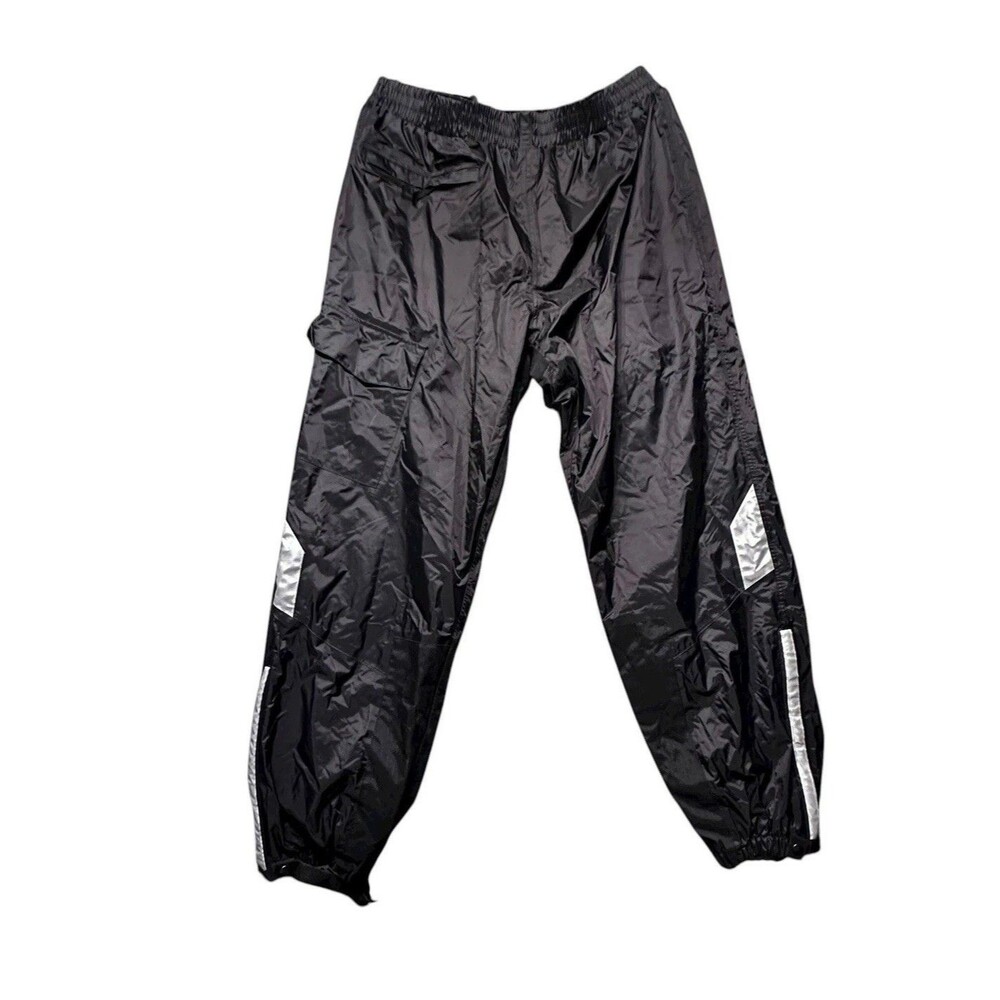 Tourmaster Mens L Rain Pants Black Waterproof Reflective Motorcycle Riding EUC